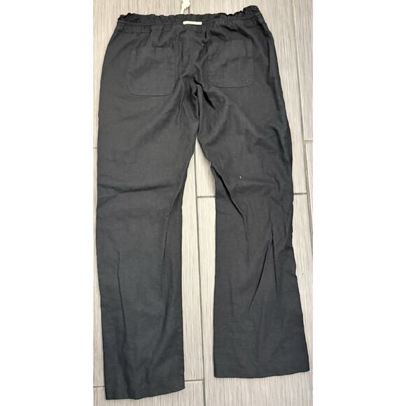 Roxy Women’s Black Linen Blend Wide Leg Pants Size XL Lightweight Breathable - Picture 4 of 6